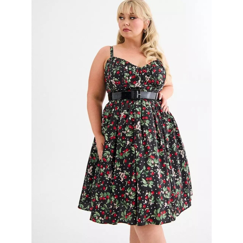 torrid Black Cherry Print Midi Dress - Picture 2 of 9